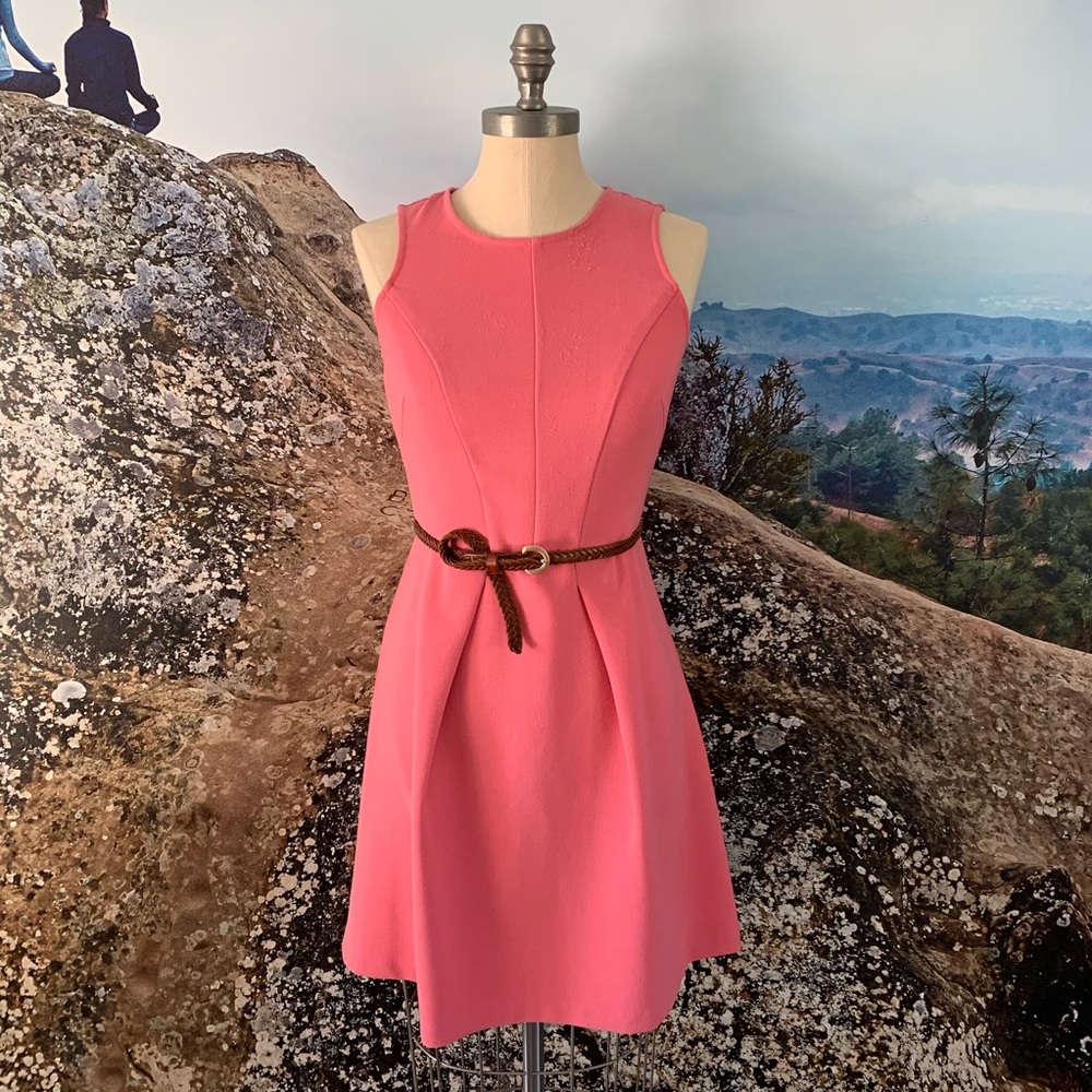 LOFT Women’s Pink Sleeveless Fit & Flare Mini Dress with Exposed Back Zipper 0
